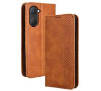 HAOYE Leather Folio Funda para Vivo Y28s 5G, PU + TPU Flip Carcasa de Cuero Libro Protector con Magnético y Ranuras para Tarjetas y Plegable de Soporte, Marrón