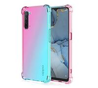 HAOYE para OPPO Find X2 Lite Funda, Funda Gradiente Transparente TPU, Carcasa Cristal Ultra Slim Flexible Suave Silicona TPU Bumper, Reforzar la Cuatro Esquinas Case Cover (Rosa/Verde)
