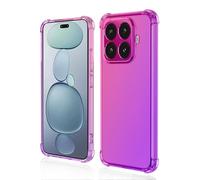 HAOYE para Xiaomi 15T Pro 5G Funda, Gradiente Transparente TPU Carcasa Cristal Ultra Slim Flexible Suave Silicona Bumper, Reforzar Esquinas Case Cover (Pink/Morado)