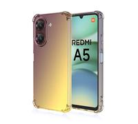 HAOYE para Xiaomi Redmi A5 4G / Poco C71 4G Funda, Gradiente Transparente TPU Carcasa Cristal Ultra Slim Flexible Suave Silicona Bumper, Reforzar Esquinas Case Cover (Negro/Oro)