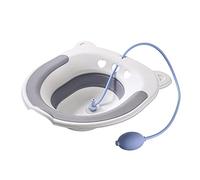 haoying Baño para inodoro, sartén plegable para hemorroides | Cuidado posparto, fisuras Sitz baño inodoro con descarga, tubo para ancianos, mujeres