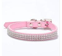haoyueer Bonito y deslumbrante y elegante piel sintética con diamantes de imitación de cristal con joyas para mascotas, gatos, perros, cachorros... (S, rosa)