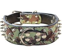 haoyueer Collar de cuero para perro con pinchos, remaches de bala de 5 cm de ancho, elegantes collares de cuero para perros medianos y grandes, Pitbull … (XL, camuflaje)