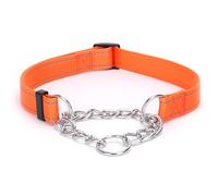 haoyueer Collar de Martingala para Perro, Cadena de Acero Inoxidable, Collar de Martingala con Reflectante, Ajustable para Perros Medianos y Grandes (Naranja, L)
