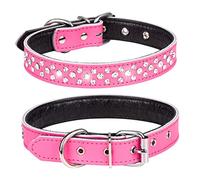 haoyueer Collar de perro con diamantes de imitación, ajustable, lindo, deslumbrante, de cuero suave, collar de perro con diamantes de cristal para mascotas, collar de cachorro (S, rosa intenso)