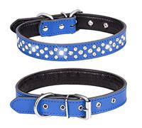 haoyueer Collar de perro con diamantes de imitación, ajustable, lindo, deslumbrante, de cuero suave, collar de perro con diamantes de cristal para mascotas, collar de cachorro (M, azul oscuro)