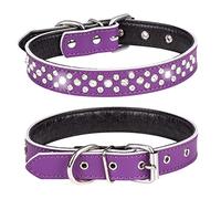 haoyueer Collar de perro con diamantes de imitación, ajustable, lindo, deslumbrante, de cuero suave, collar de perro con diamantes de cristal para mascotas, collar de cachorro (L, morado)
