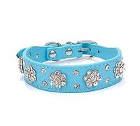 haoyueer Collar de perro con diamantes de imitación, bonito collar de perro con diamantes de imitación, collar de piel sintética, tamaño ajustable, tamaño pequeño, mediano y grande