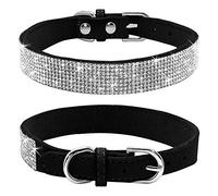 Haoyueer Collar de perro con diamantes de imitación, bonito collar de piel de ante suave y brillante para perro, gato, collar de diamantes de imitación de cristal para mascotas, perro o cachorro (XXS