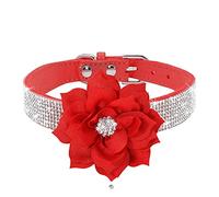 Haoyueer Collar de perro con diamantes de imitación, bonito collar de piel de ante suave y brillante para perro, gato, collar de diamantes de imitación de cristal para mascotas, perro o cachorro (M