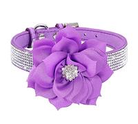 Haoyueer Collar de perro con diamantes de imitación, bonito collar de piel de ante suave y brillante para perro, gato, collar de diamantes de imitación de cristal para mascotas, perro o cachorro (M