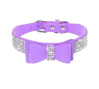 Haoyueer Collar de perro con diamantes de imitación, bonito y deslumbrante ante ante suave de piel para perro, gato, collar de diamantes de imitación de cristal para mascotas