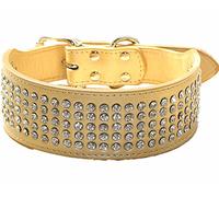 Haoyueer - Collar de perro con diamantes de imitación de 5 filas de cristal brillante, deslumbrante, elegante, elegante, de piel sintética para perros medianos y grandes