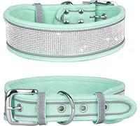 haoyueer Collar de perro con diamantes de imitación, deslumbrante ante suave y reflectante, collar de diamante de cristal para perros medianos y grandes (S: 12-15 pulgadas, verde)