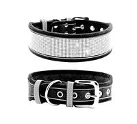 haoyueer Collar de perro con diamantes de imitación, deslumbrante ante suave y reflectante, collar de perro grande con diamantes de cristal para perros medianos y grandes (L: 19-23 pulgadas, negro)