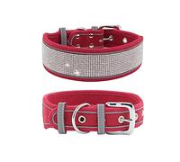 haoyueer Collar de perro con diamantes de imitación, deslumbrante y brillante, de gamuza suave, reflectante, collar de diamante de cristal para perros medianos y grandes (L: 19-23 pulgadas, rojo)