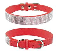 haoyueer Collar de perro con diamantes de imitación, lindo deslumbrante y suave gamuza de cuero para perro, gato, diamantes de imitación de cristal, collar para perros y mascotas