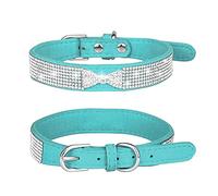 Haoyueer Collar de perro con diamantes de imitación, lindo y deslumbrante ante suave ante de cuero para perro, gato, diamantes de imitación, collar de diamante de cristal para mascotas