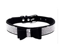 haoyueer Collar de perro con diamantes de imitación, piel de ante suave para perro, gato, collar de diamantes de imitación de cristal, collar de perrito