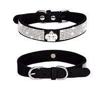 haoyueer Collar de perro con diamantes de imitación, piel de ante suave para perro, gato, collar de diamantes de imitación de cristal, collar de perrito