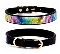 haoyueer Collar de perro con diamantes de imitación, piel de ante suave para perro, gato, collar de diamantes de imitación de cristal, collar de perrito