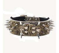 haoyueer Collar de perro con tachuelas afiladas de 2 pulgadas de ancho, elegantes collares de cuero para perros medianos y grandes, Pitbull, Labrador, Boxer Rottweiler Pastor Alemá