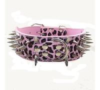 haoyueer Collar de perro con tachuelas afiladas de 2 pulgadas de ancho, elegantes collares de cuero para perros medianos y grandes, Pitbull, Labrador, Boxer Rottweiler Pastor Alemán