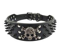 haoyueer Collar de perro con tachuelas afiladas de 5 cm de ancho, elegantes collares de piel para perros medianos y grandes Pitbull, labrador, boxeador Rottweiler pastor alemán