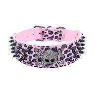 haoyueer Collar de perro con tachuelas afiladas de 5 cm de ancho, elegantes collares de piel para perros medianos y grandes Pitbull, labrador, boxeador Rottweiler pastor alemán