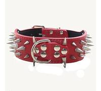 haoyueer Collar de perro con tachuelas afiladas de 5 cm de ancho, elegantes collares de piel para perros medianos y grandes Pitbull, labrador, boxeador Rottweiler pastor alemán