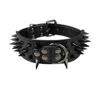 haoyueer Collar de perro con tachuelas afiladas de 5 cm de ancho, elegantes collares de piel para perros medianos y grandes Pitbull, labrador, boxeador Rottweiler pastor alemán