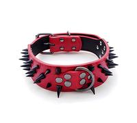 haoyueer Collar de perro con tachuelas afiladas de 5 cm de ancho, elegantes collares de piel para perros medianos y grandes Pitbull, labrador, boxeador Rottweiler pastor alemán