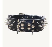 haoyueer Collar de perro con tachuelas afiladas de 5 cm de ancho, elegantes collares de piel para perros medianos y grandes Pitbull, labrador, boxeador Rottweiler pastor alemán