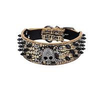 haoyueer Collar de perro con tachuelas afiladas de 5 cm de ancho, elegantes collares de piel para perros medianos y grandes Pitbull, labrador, boxeador Rottweiler pastor alemán