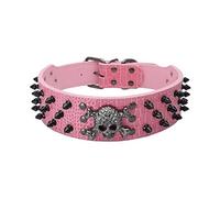 haoyueer Collar de perro con tachuelas afiladas de 5 cm de ancho, elegantes collares de piel para perros medianos y grandes Pitbull, labrador, boxeador Rottweiler pastor alemán