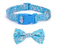 haoyueer Collar de perro suave y cómodo, collar de pajarita desmontable y ajustable, para niñas, hembras, perros pequeños, medianos y grandes (M, azul claro1)