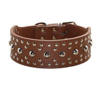 haoyueer Collar de piel para perro unisex con tachuelas, talla M, L, color marrón