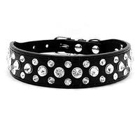 haoyueer Collar de Piel sintética con Diamantes de imitación para Perro o Gato, Talla XL, Negro