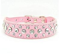 haoyueer Collar de Piel sintética con Diamantes de imitación para Perro o Gato, Talla XL, Rosa