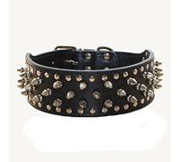 Haoyueer Collar de piel sintética con tachuelas para perros medianos y grandes, Pit Bull, Mastín, Bully Boxer, negro, XL