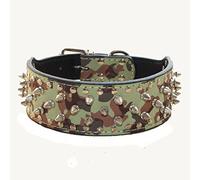 Haoyueer Collar de piel sintética con tachuelas para perros medianos y grandes, Pit Bull, Mastín, Bully Boxer, Camuflaje, M