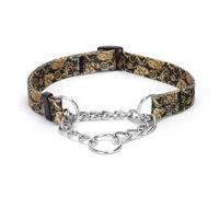 haoyueer Collar Martingale para Perros - Cadena de Acero Inoxidable, Collar Anti-Tracción con Diseño de Flor para Perros Grandes, Medianos y Pequeños (Oro, L)