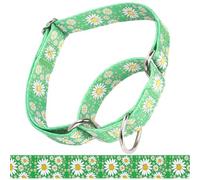 haoyueer Collar Martingale para perros, collares ajustables de nailon suave con diseño de margaritas para perros pequeños, medianos y grandes (verde, mediano)