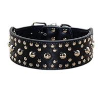 haoyueer Collar unisex de cuero con tachuelas para perro, tamaño mediano y grande, para Pitbull Doberman, tallas M L (L, negro)