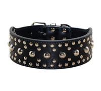 Haoyueer Collar unisex de cuero con tachuelas para perro, tamaño mediano y grande, para Pitbull Doberman, tallas M L (negro, M)