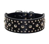 Haoyueer Collar unisex de piel para perros con tachuelas, talla M, L, negro