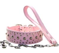 haoyueer - Juego de Correa de Piel para Perro, 5 cm de Ancho, para Mascotas, tamaño Mediano y Grande, para Pitbull Husky Mastiff Terrier