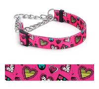 haoyueer Martingale - Collar para perro, cadena de acero inoxidable, collar de entrenamiento sin tirones con diseño de flores para perros grandes, medianos y pequeños (A12NO1, S)