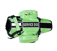 Haoyueer SERVICE DOG BACKPACK - Arnés para perro, bolsas de sillín extraíbles con parches de etiqueta (S se adapta a circunferencia de 16 a 20 pulgadas, verde)