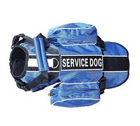 Haoyueer SERVICE DOG Mochila arnés desmontable con parches de etiqueta (tamaño L para una circunferencia de 66 a 78,7 cm, azul)